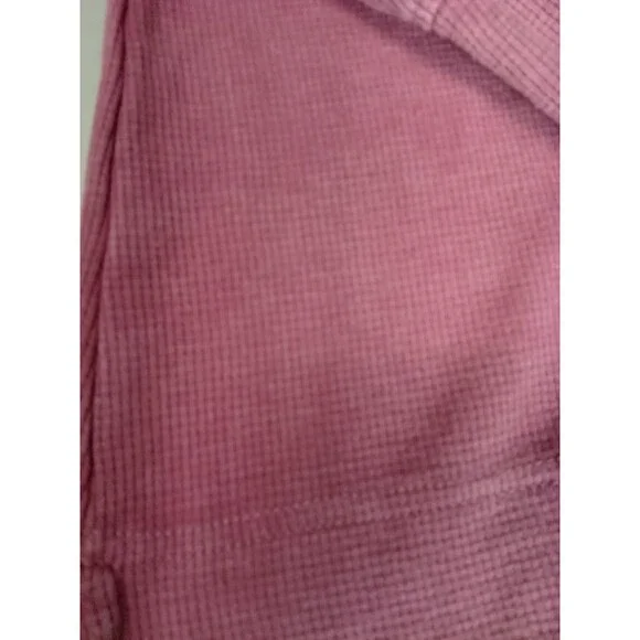 Jane + Delancey Pink Waffle Knit Top Button Cuff V-Neck Pullover Thermal L - Picture 10 of 12